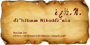 Öhlbaum Nikodémia névjegykártya